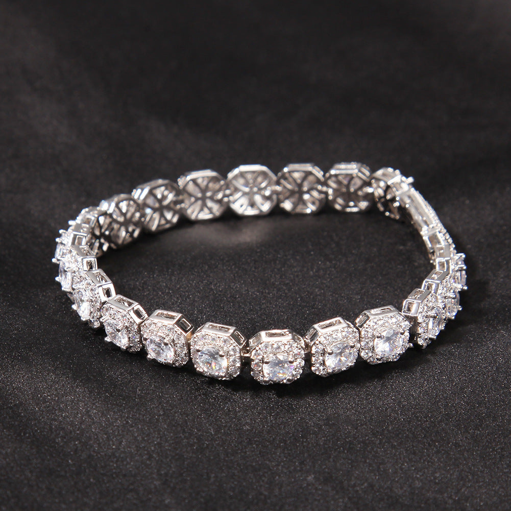 9mm Hip-Hop Style Square Zircon Bracelet