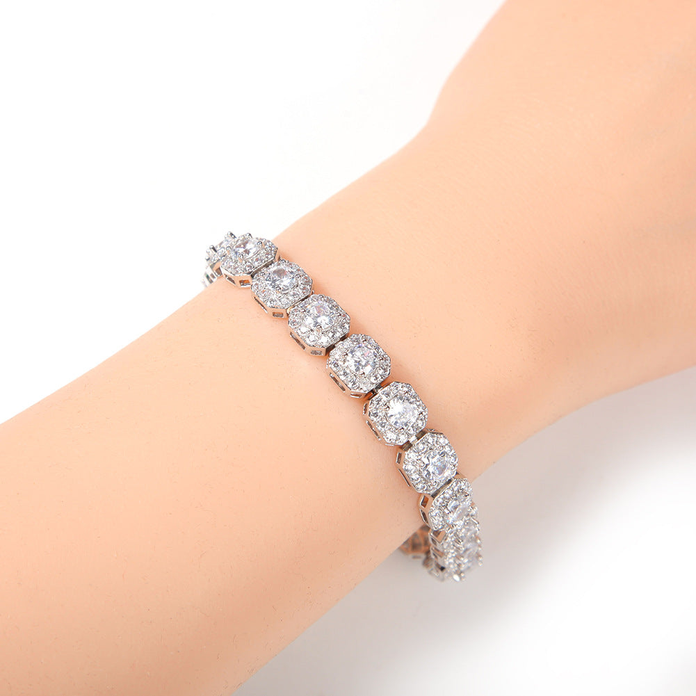 9mm Hip-Hop Style Square Zircon Bracelet